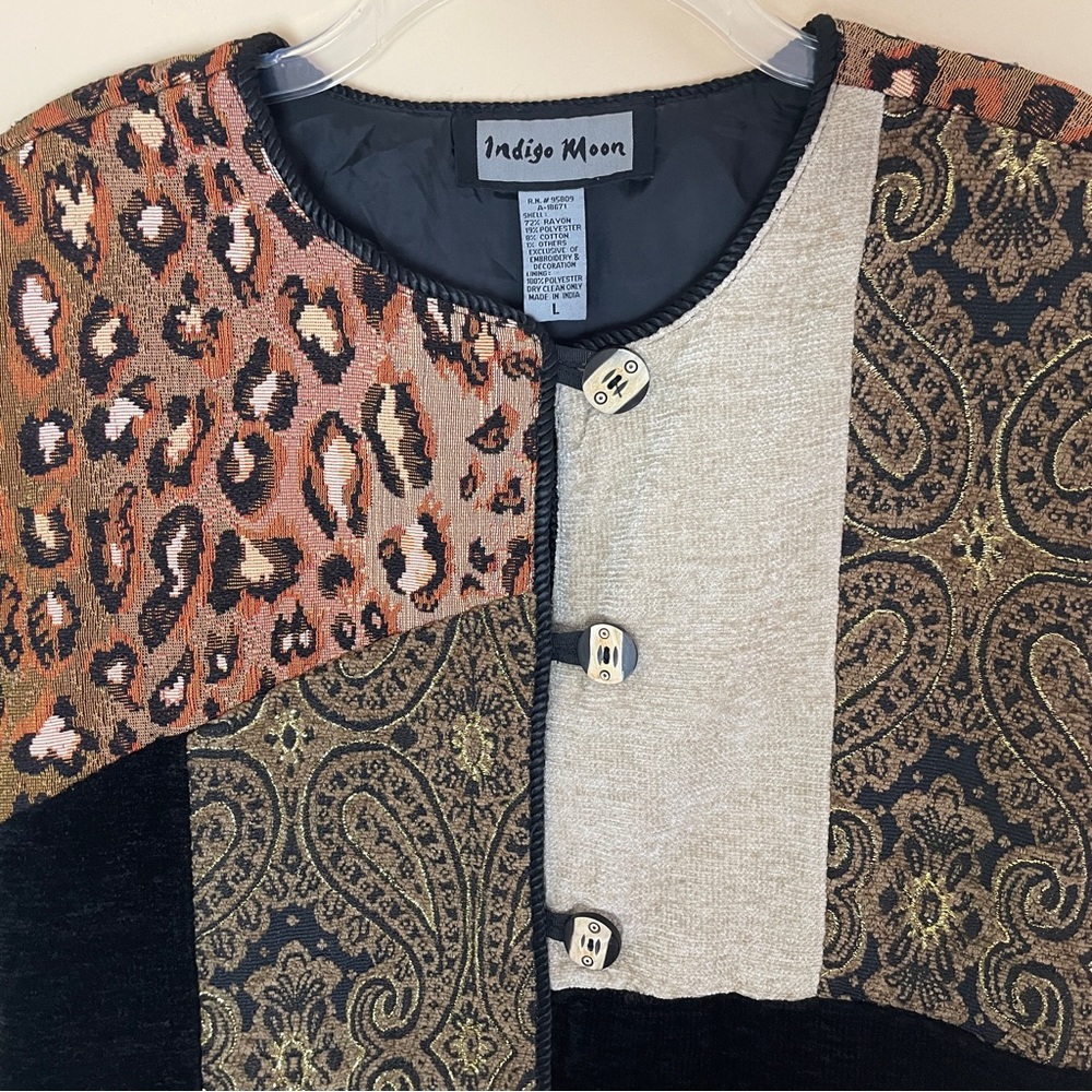Indigo Moon Patchwork Tapestry Chenille Blazer Ja… - image 3